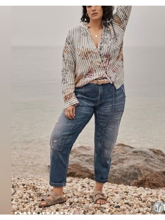Pilcro Pants - Pilcro Anthropologie The Wanderer Relaxed Jeans Utility 30 Distressed Workwear